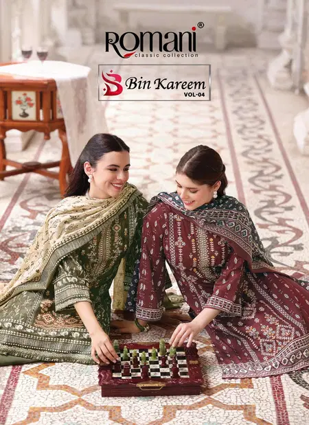 Bin Kareem Vol 4 By Romani Soft Cotton Digital Printed Pakistani Dress Material